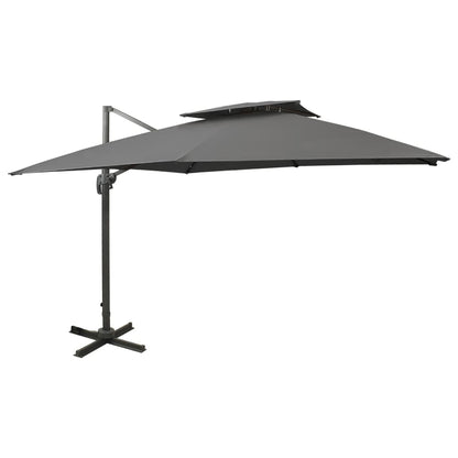 Guarda-sol jardim cantilever c/ toldo duplo 300x300cm antracite