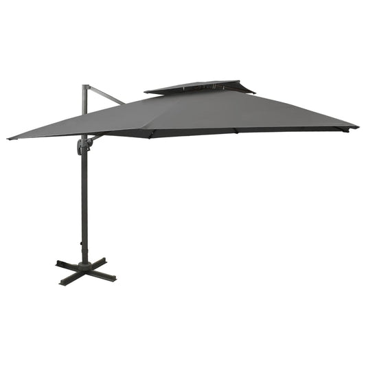Guarda-sol jardim cantilever c/ toldo duplo 300x300cm antracite