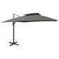Guarda-sol jardim cantilever c/ toldo duplo 300x300cm antracite