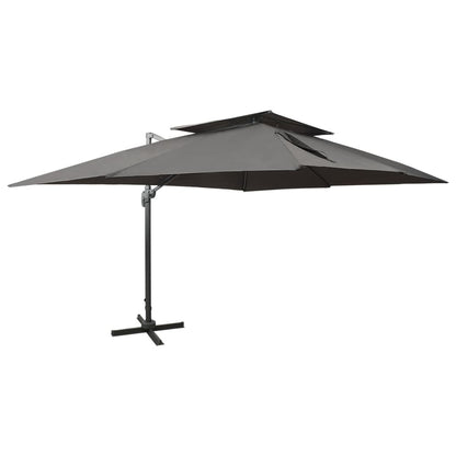 Guarda-sol de jardim cantilever com tampo duplo antracite 400x300 cm