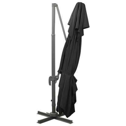 Guarda-sol de jardim cantilever com tampo duplo preto 400x300 cm