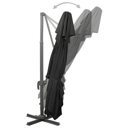 Guarda-sol de jardim cantilever com tampo duplo preto 400x300 cm