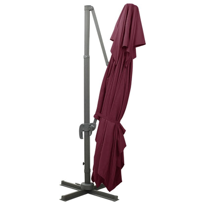 Guarda-sol de jardim cantilever com tampo duplo vermelho bordô 400x300 cm