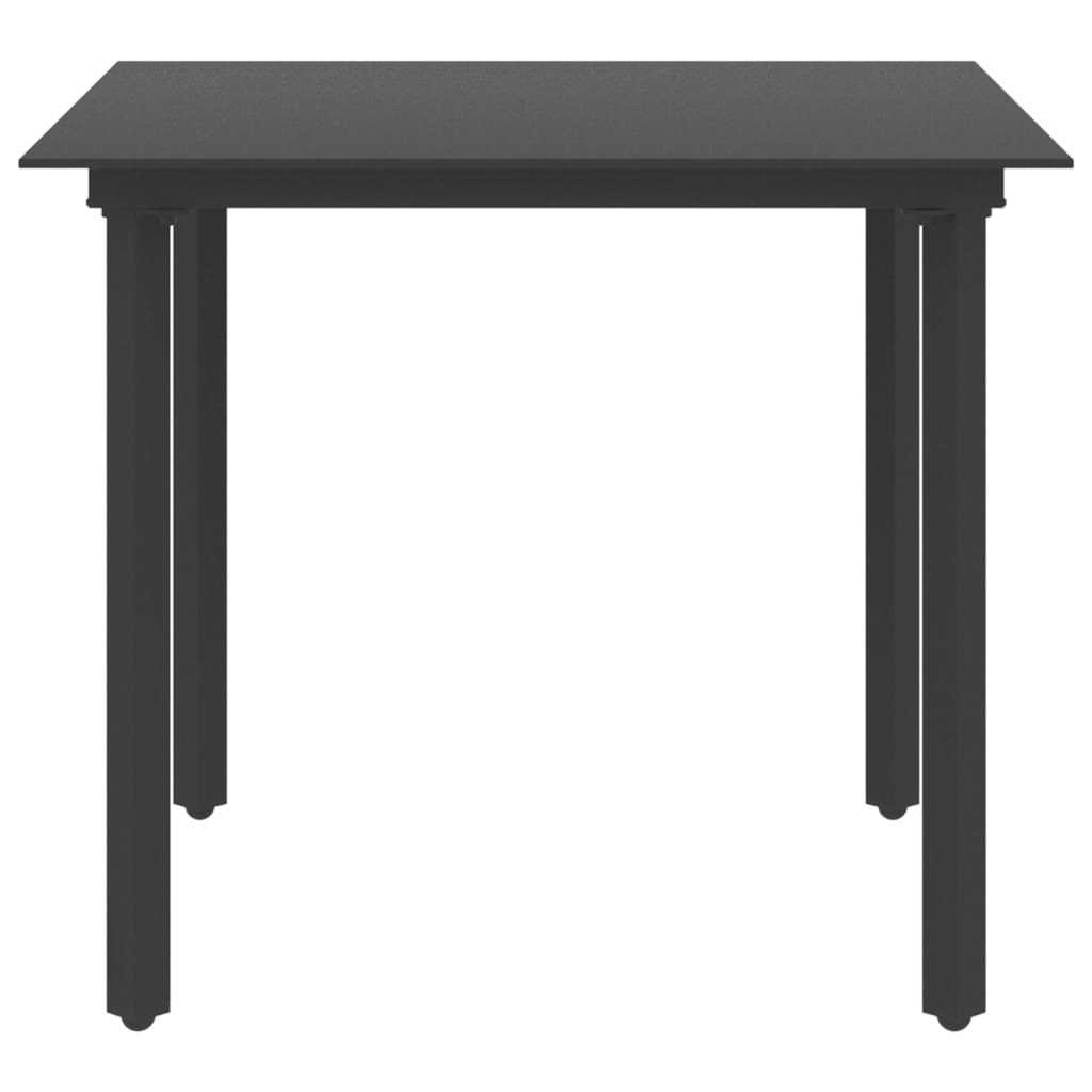 Mesa de jantar para jardim 80x80x74 cm aço e vidro preto