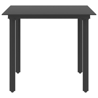 Mesa de jantar para jardim 80x80x74 cm aço e vidro preto