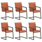 Cadeiras de jantar cantilever 6 pcs couro genuíno castanho