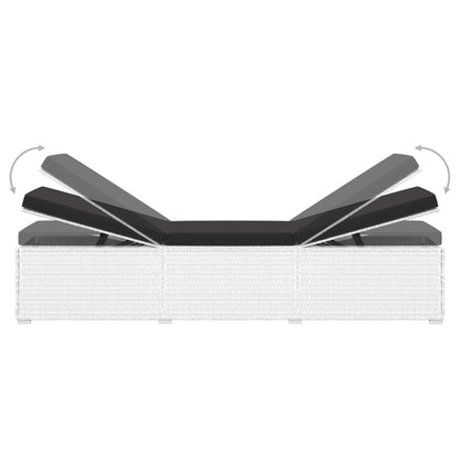 3 pcs espreguiçadeiras jardim c/ mesa de centro vime PE branco