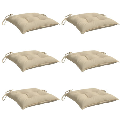 Almofadões de cadeira 6 pcs 50x50x7 cm tecido oxford bege