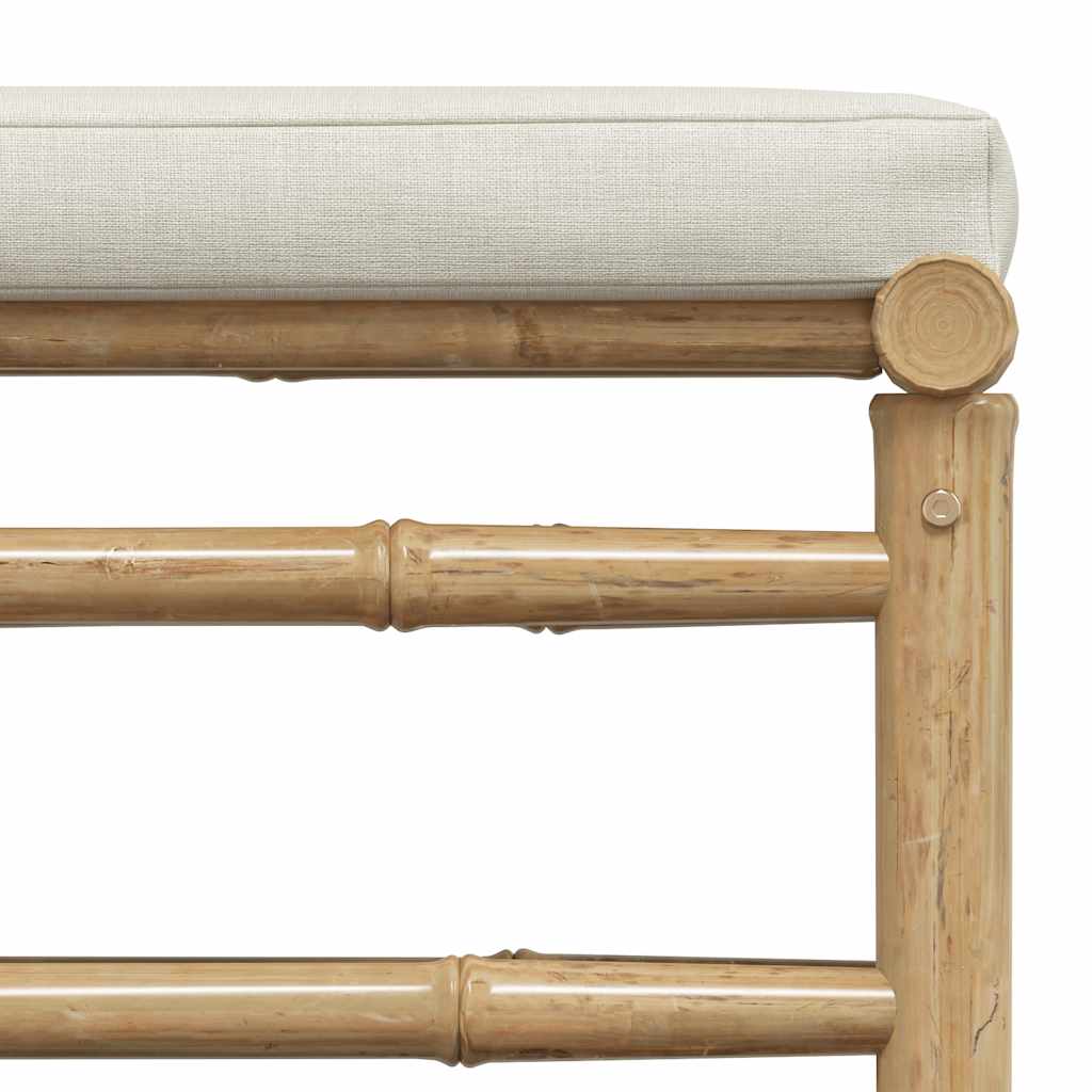 Apoio de pés para jardim com almofadão branco nata bambu