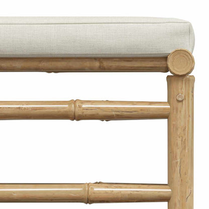 Apoio de pés para jardim com almofadão branco nata bambu