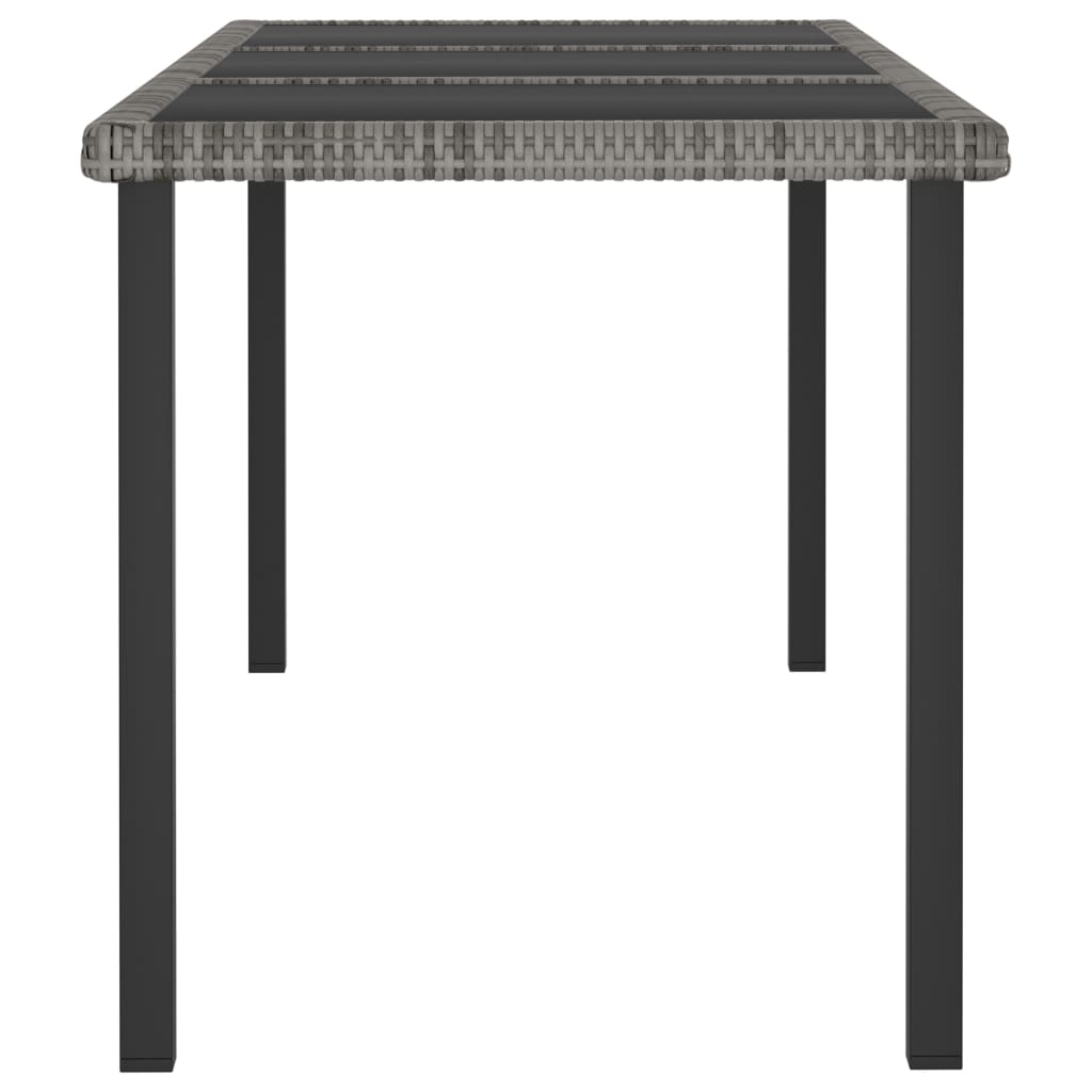 Mesa de jantar para jardim 180x70x73 cm vime PE cinzento
