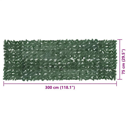 Tela de varanda com folhas verde-escuras 300x100 cm