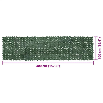 Tela de varanda com folhas verde-escuras 400x100 cm