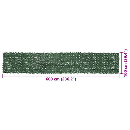 Tela de varanda com folhas verde-escuras 600x100 cm