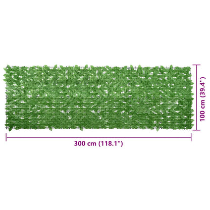 Tela de varanda com folhas verde 300x100 cm