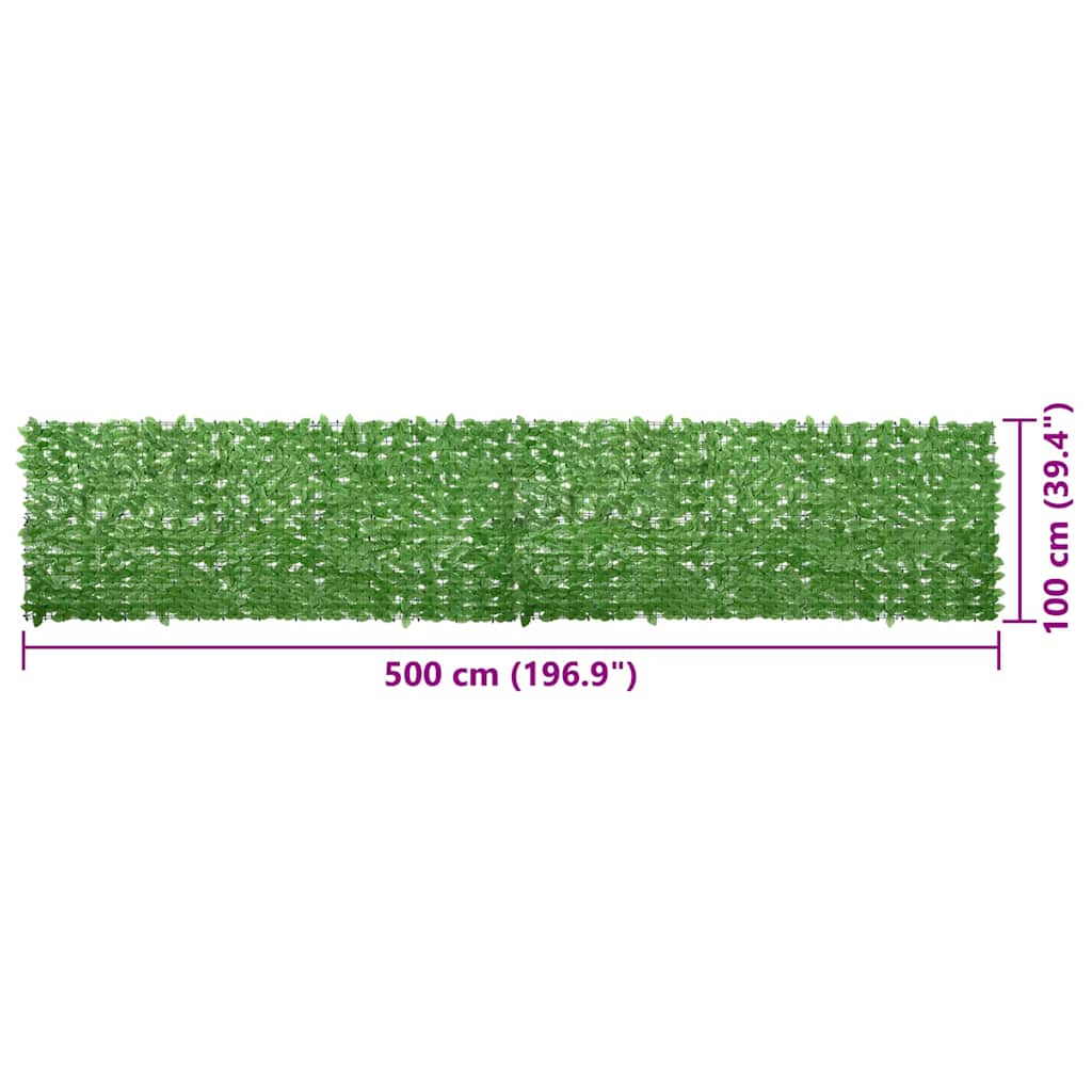 Tela de varanda com folhas verdes 500x100 cm