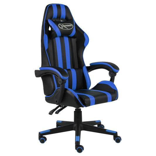 Cadeira estilo corrida couro artificial preto e azul