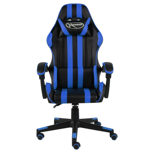 Cadeira estilo corrida couro artificial preto e azul