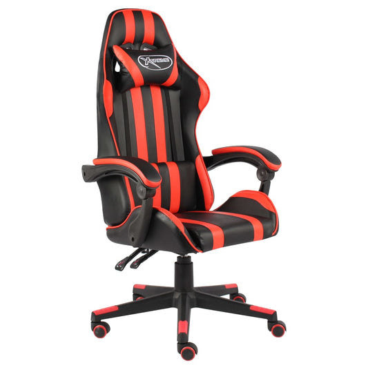 Cadeira estilo corrida couro artificial preto e vermelho