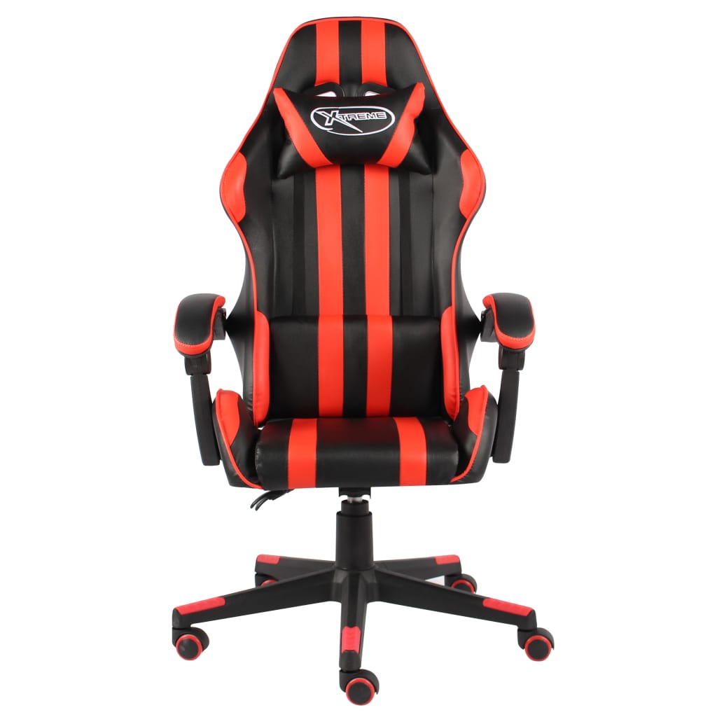 Cadeira estilo corrida couro artificial preto e vermelho