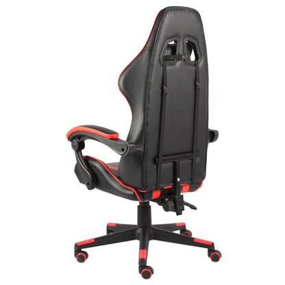 Cadeira estilo corrida couro artificial preto e vermelho