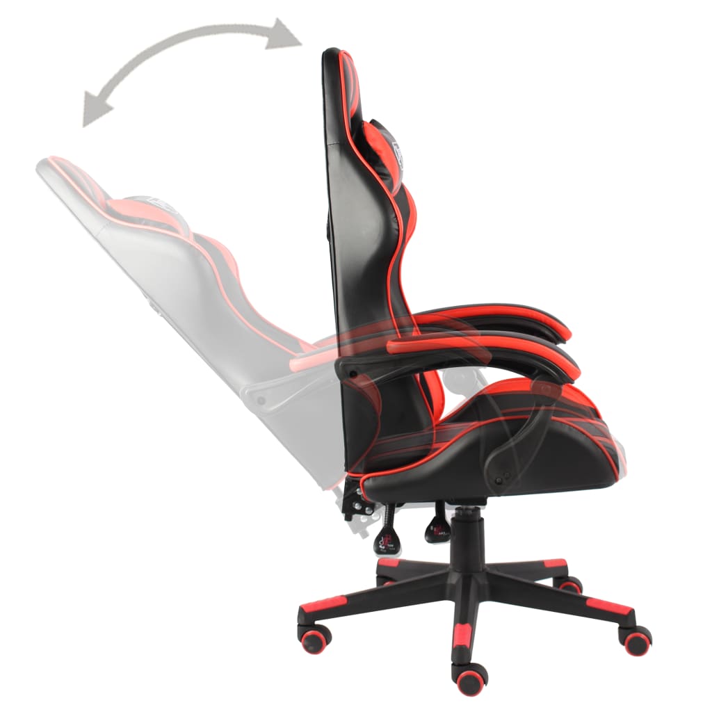 Cadeira estilo corrida couro artificial preto e vermelho