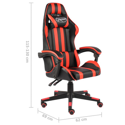 Cadeira estilo corrida couro artificial preto e vermelho
