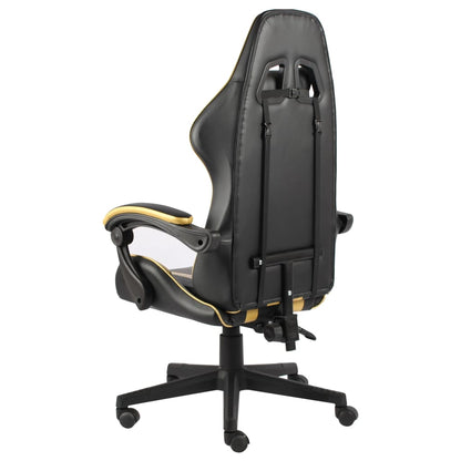 Cadeira estilo corrida couro artificial preto e dourado