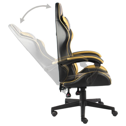 Cadeira estilo corrida couro artificial preto e dourado