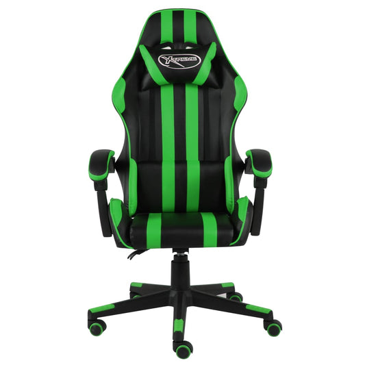 Cadeira estilo corrida couro artificial preto e verde