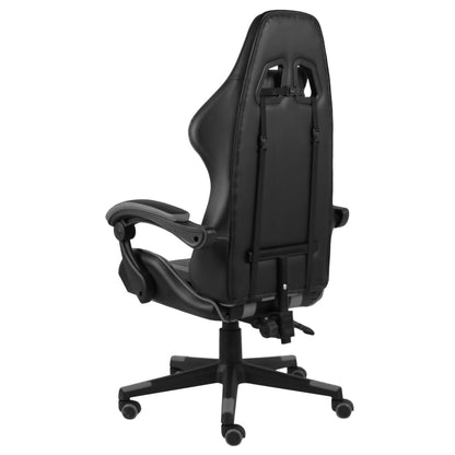 Cadeira estilo corrida couro artificial preto e cinzento