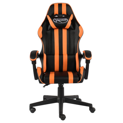 Cadeira estilo corrida couro artificial preto e laranja