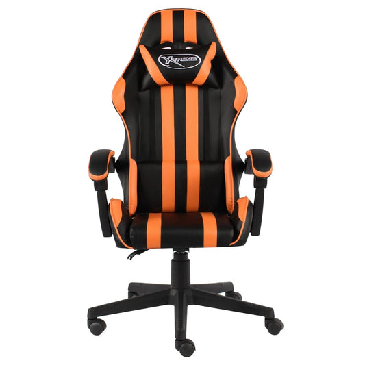 Cadeira estilo corrida couro artificial preto e laranja