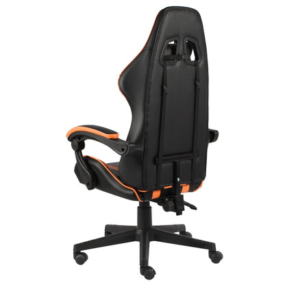 Cadeira estilo corrida couro artificial preto e laranja