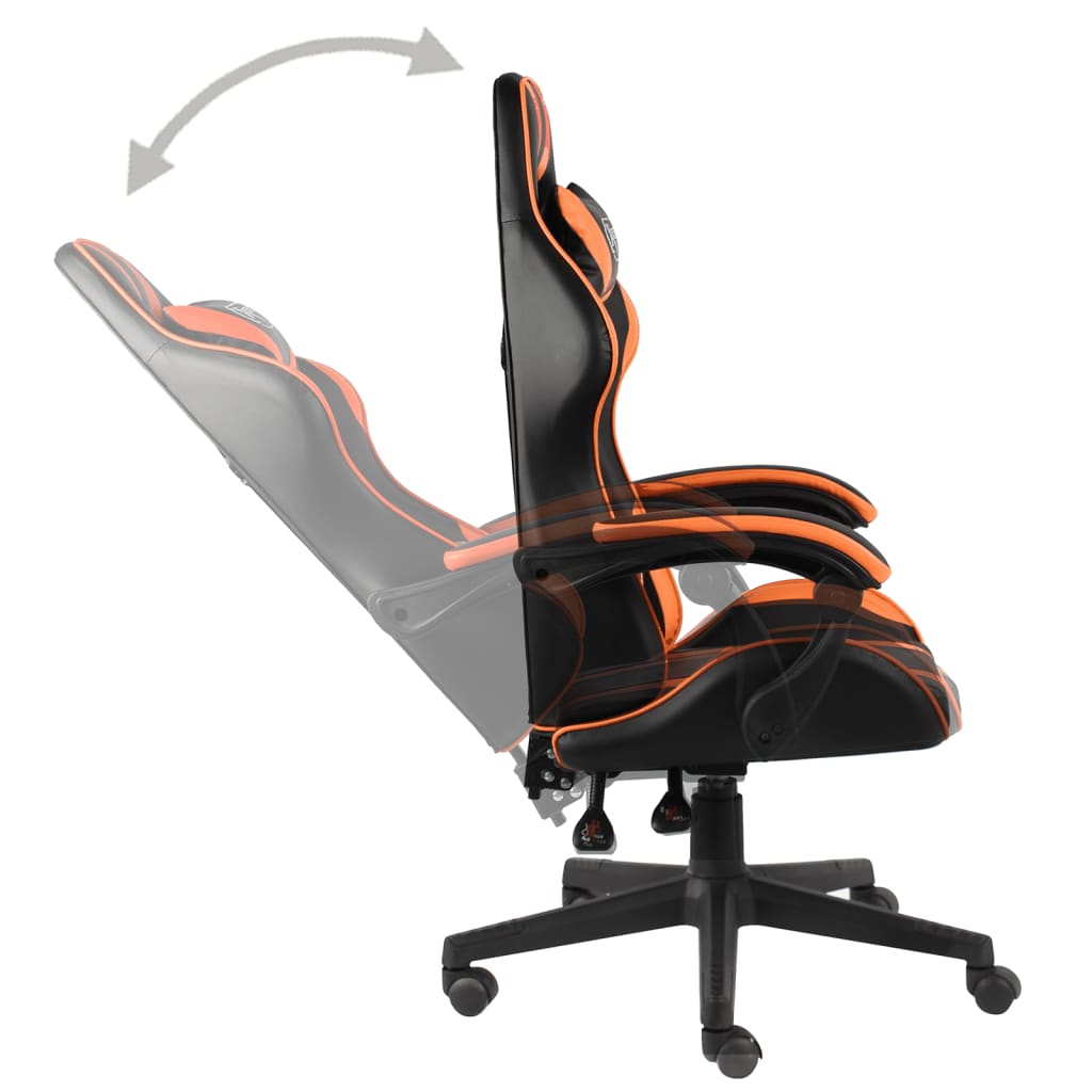 Cadeira estilo corrida couro artificial preto e laranja