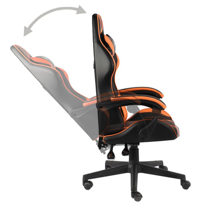 Cadeira estilo corrida couro artificial preto e laranja