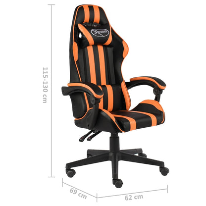 Cadeira estilo corrida couro artificial preto e laranja