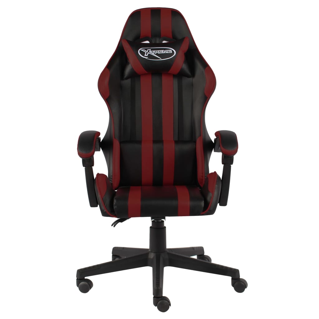 Cadeira estilo corrida couro artificial preto e vermelho tinto