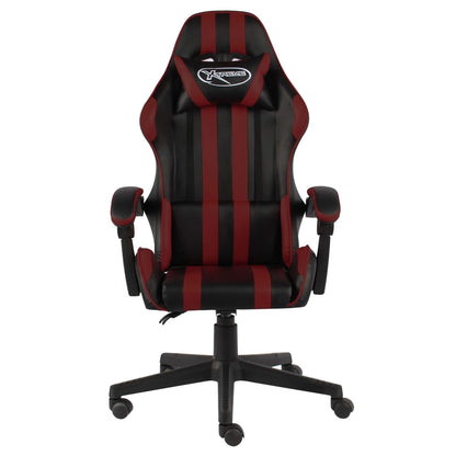 Cadeira estilo corrida couro artificial preto e vermelho tinto