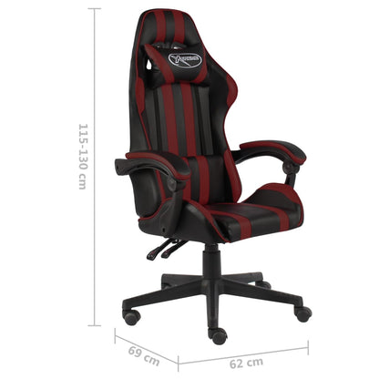 Cadeira estilo corrida couro artificial preto e vermelho tinto