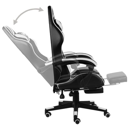 Cadeira estilo corrida c/ apoio pés couro artif. preto/branco