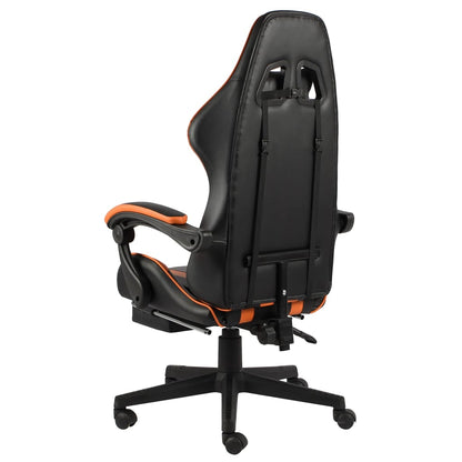 Cadeira estilo corrida c/ apoio pés couro artif. preto/laranja