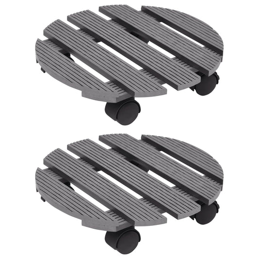 Suportes com rodas para vasos 2 pcs Ø30x7,5 cm WPC cinzento