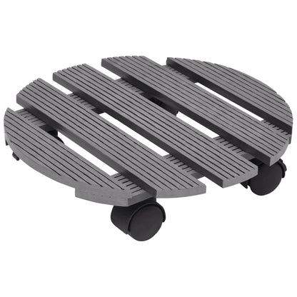Suportes com rodas para vasos 2 pcs Ø30x7,5 cm WPC cinzento