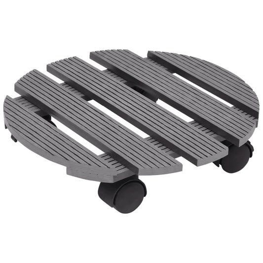 Suportes com rodas para vasos 2 pcs Ø30x7,5 cm WPC cinzento