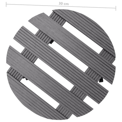 Suportes com rodas para vasos 2 pcs Ø30x7,5 cm WPC cinzento