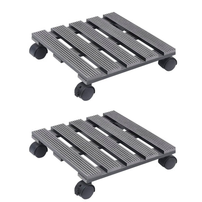 Suportes com rodas para vasos 2 pcs 30x30x7,5 cm WPC cinzento
