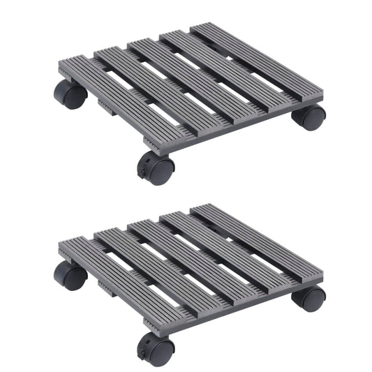 Suportes com rodas para vasos 2 pcs 30x30x7,5 cm WPC cinzento