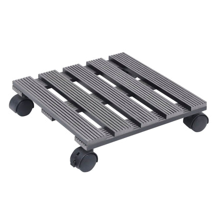 Suportes com rodas para vasos 2 pcs 30x30x7,5 cm WPC cinzento