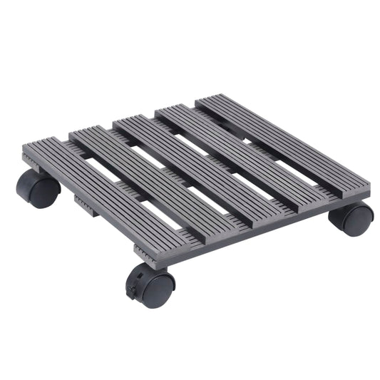 Suportes com rodas para vasos 2 pcs 30x30x7,5 cm WPC cinzento